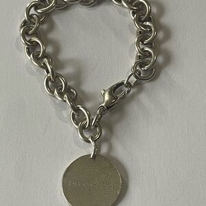 Tiffany & Co Silver Chain Bracelet with Round Pendant